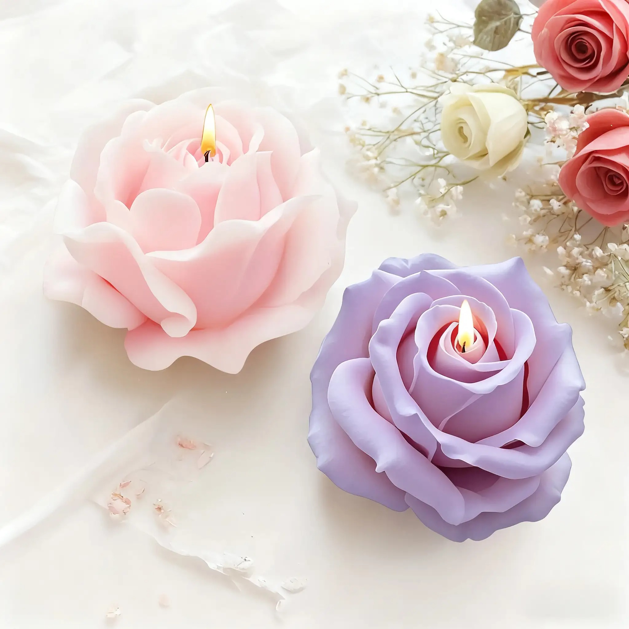 2-Piece Romantic 3D Rose Silic - Candle Making Essentials ulasan dan harga